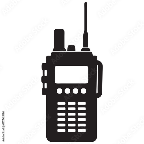 Walkie talkie black silhouette vector, Walkie talkie icon llustration on white backgroun