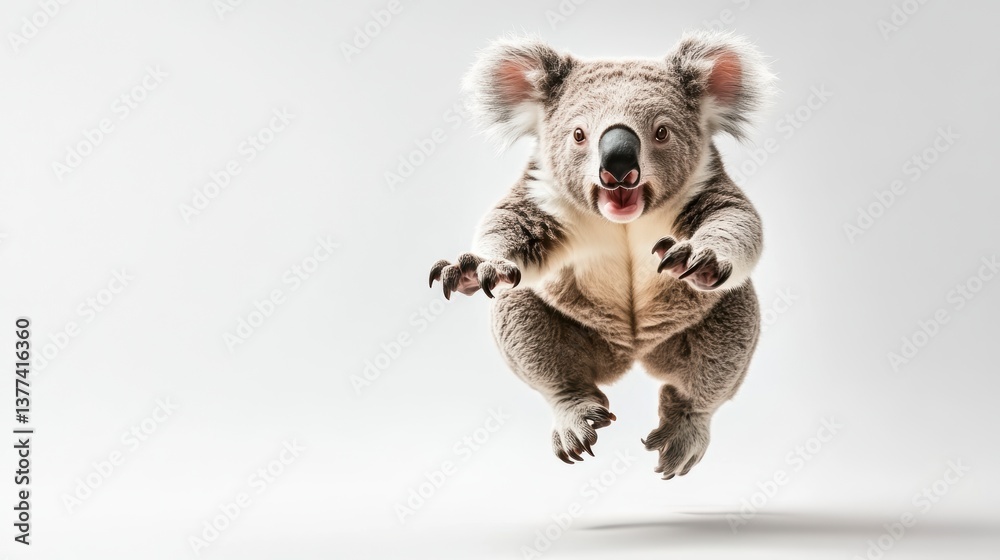 Koala running Over white Studio Background. Koala running Over white Studio Background.