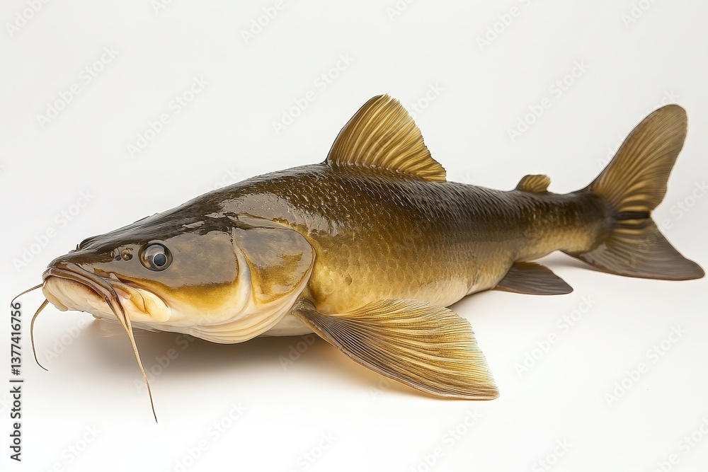 Fototapeta premium A detailed photograph of a freshwater fish on a white background