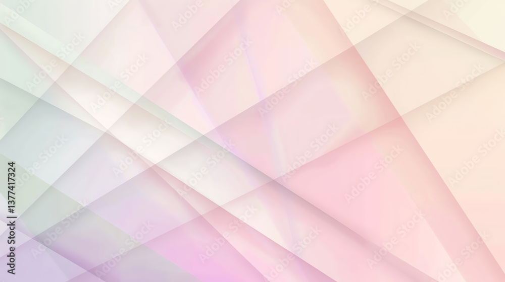 Fototapeta premium Soft pastel abstract background with layered geometric shapes.