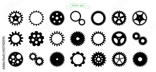 Gear shape icon. Vector sign. Engineering symbol