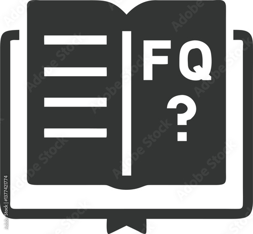 Open Book Icon Showing FQ Questions with Transparent Background