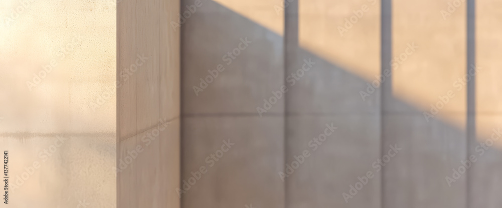 Obraz premium Natural light casting soft shadows on a minimalist concrete wall in an urban setting