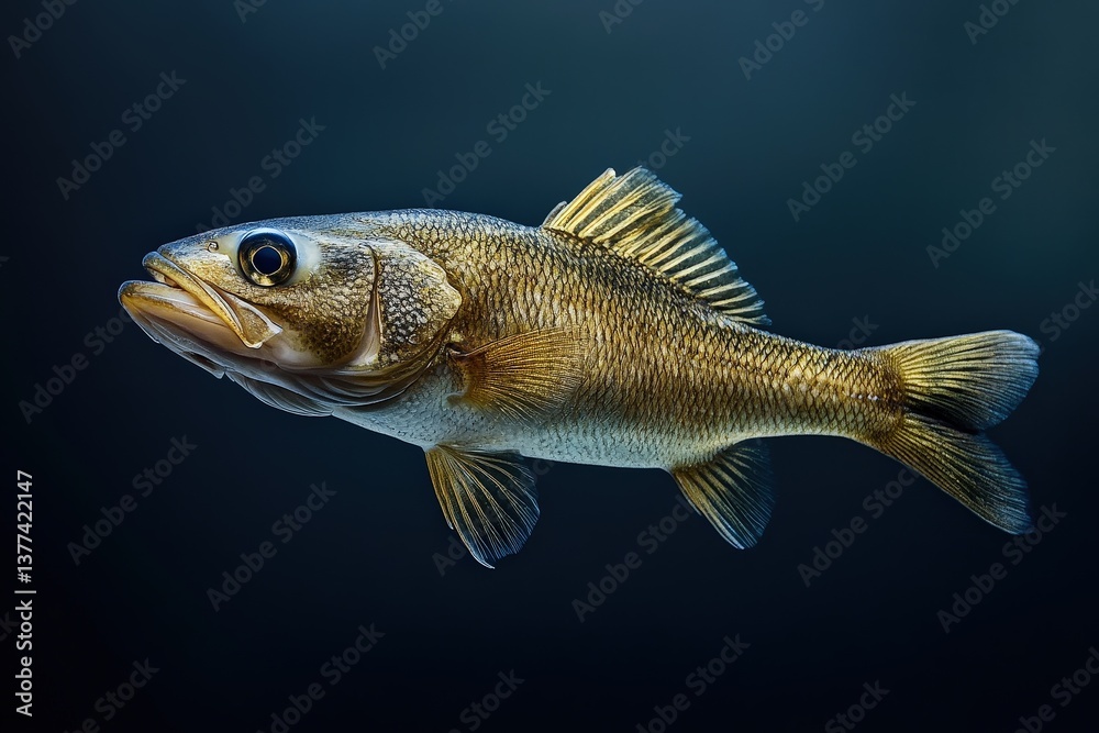 An Isolated Realistic Illustration Of A Fish Against A Dark Background An Isolated Realistic Illustration Of A Fish Against A Dark Background