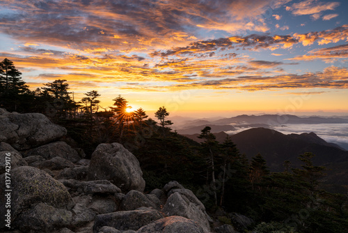 Wallpaper Mural 山梨県山梨市　国師ヶ岳から望む朝焼け Torontodigital.ca
