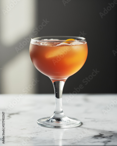 Paper Plane Cocktail - Amber/Pink, Chilled Coupe Glass