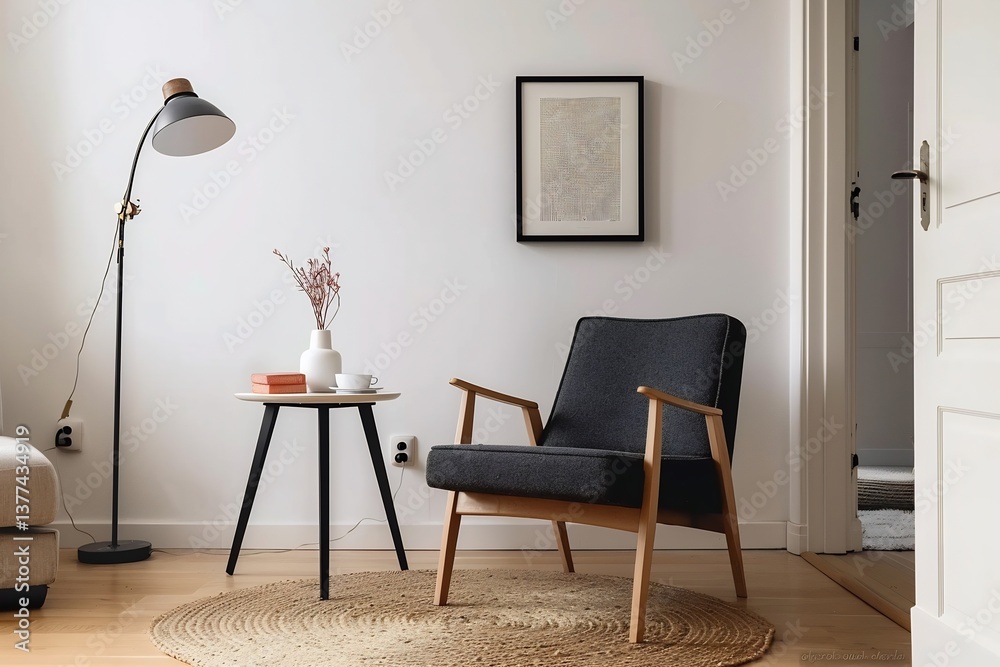 Fototapeta premium Cozy corner with armchair and side table