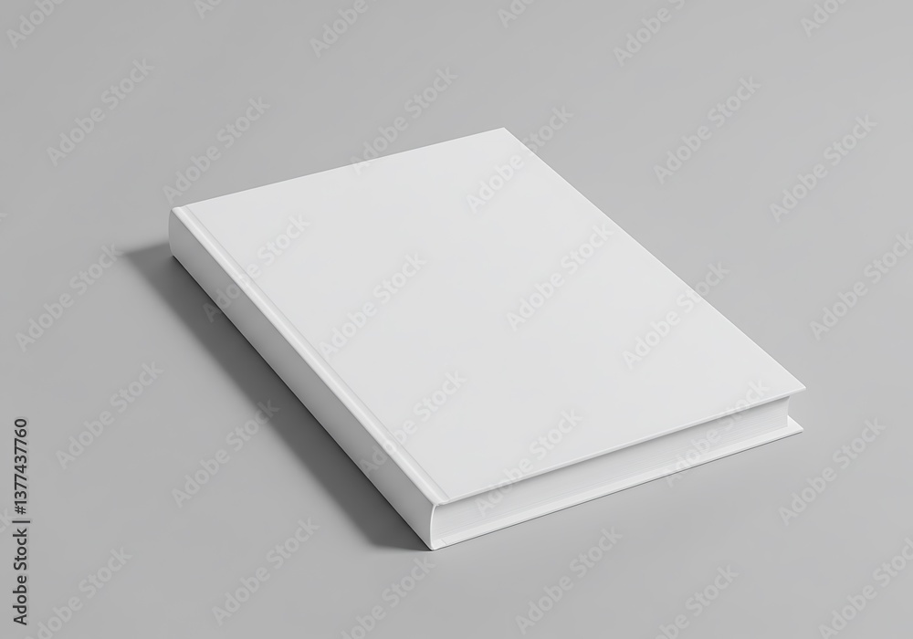 A pristine blank book, a canvas for untold stories, ready to hold secrets and dreams, resting on a neutral gray background. A pristine blank book, a canvas for untold stories, ready to hold secrets and dreams, resting on a neutral gray background.