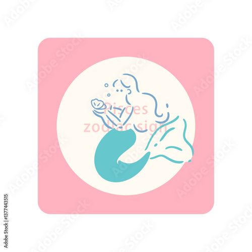 【星座】12.魚座の女の子のイラスト素材_ペールカラー