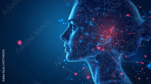 Artificial Intelligence Concept with Icons of People, Data Science, and Machine Learning, Minimalist Style with Copy Space