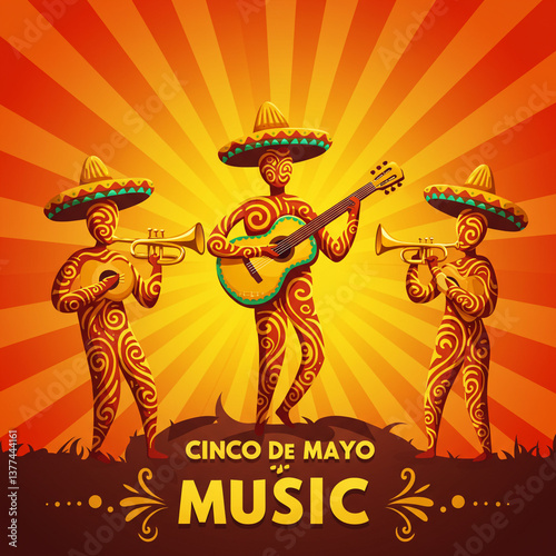 Golden Mariachi Trio Illust...