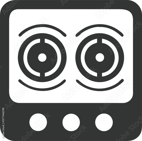 Gas Stove Top Glyph Icon, Two Burners Isolated on White Background, Kitchen Appliance