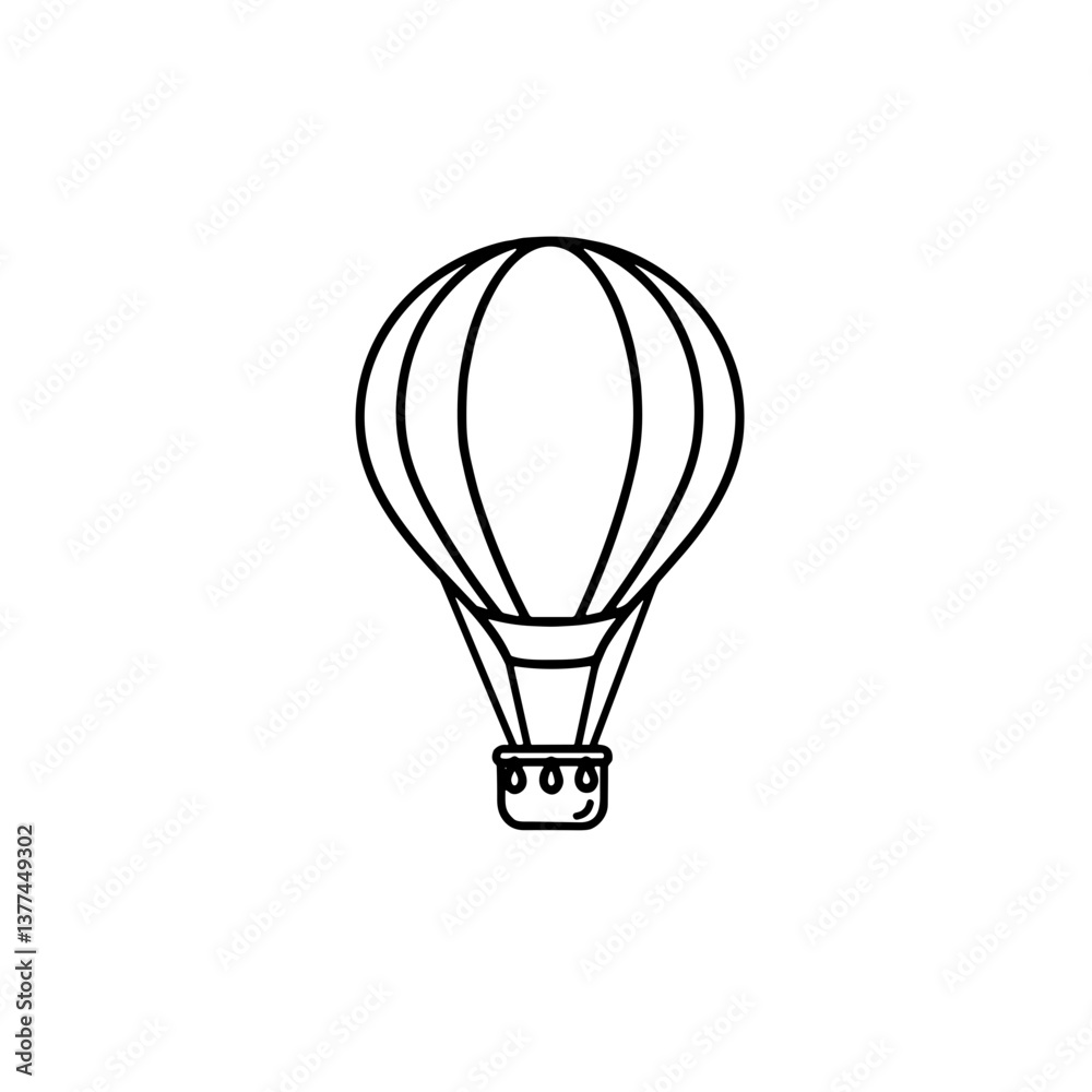 Fototapeta premium Hot air balloon illustration in simple black and white style 