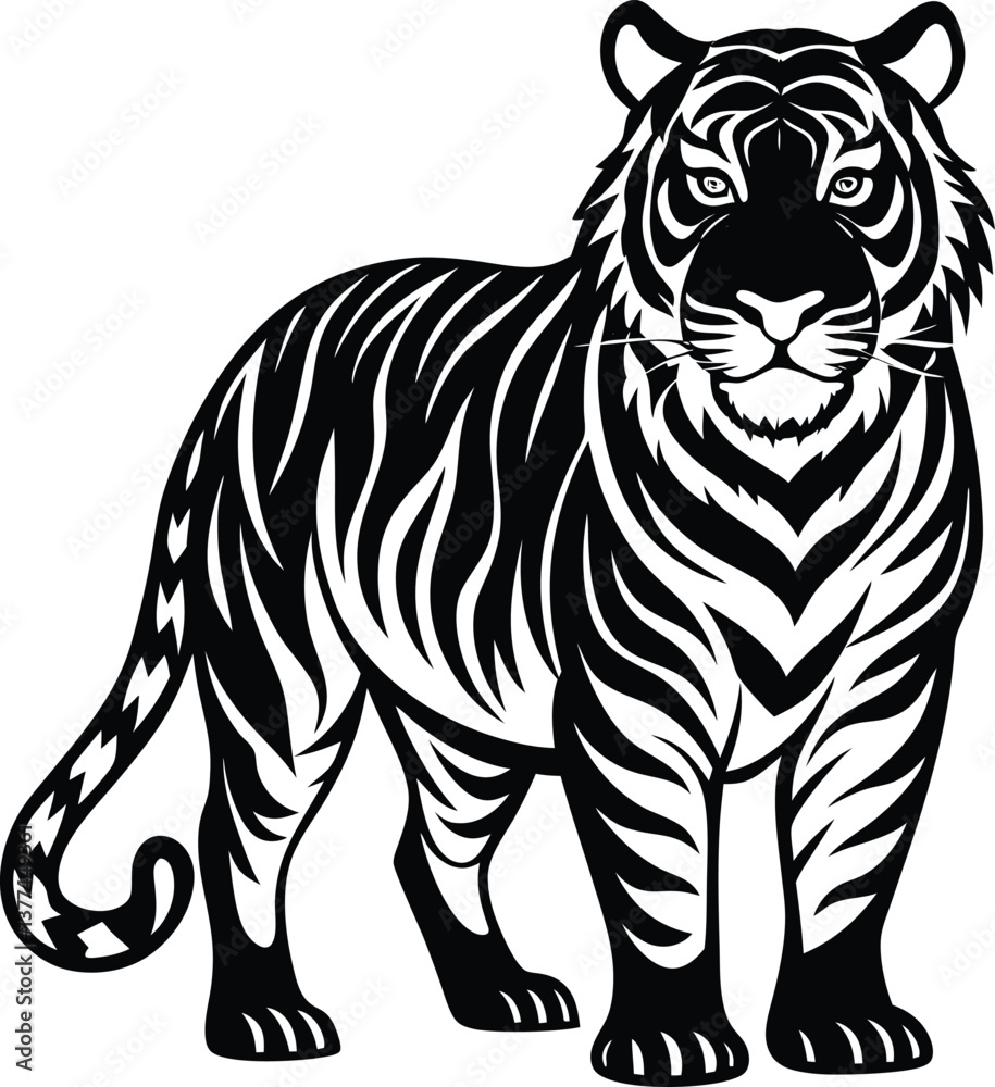 Obraz premium Tiger Silhouette Vector Illustration