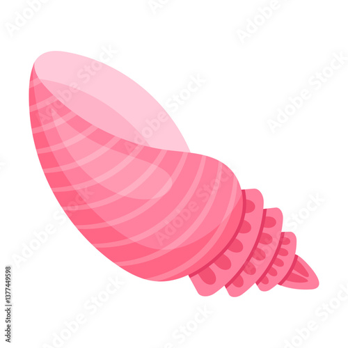 pink curled seashell. Marine life illustration. Perfect for beach, summer, or nautical designs.