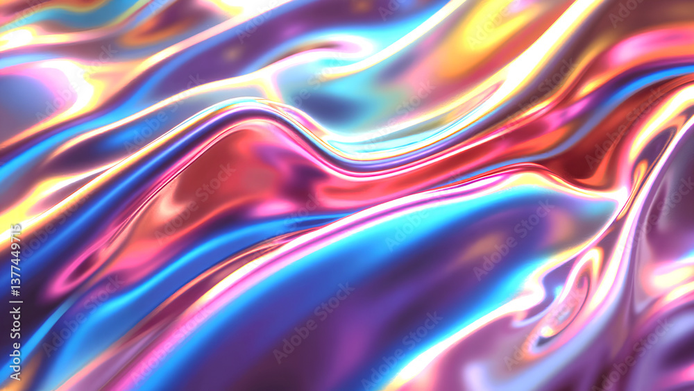 Multicolored Holographic Surface with Warm Tones and Smooth Metallic Flow Multicolored Holographic Surface with Warm Tones and Smooth Metallic Flow