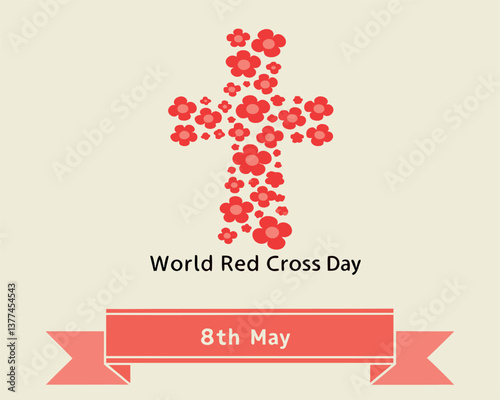 Festive World Red Cross Day design with decorative cross and text.