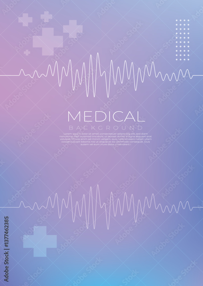 Naklejka premium Modern Gradient Medical Background with ECG Line and Abstract Cross Symbols