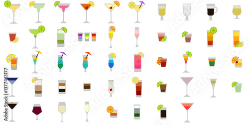 Cocktail receipe Iconsheet for menu