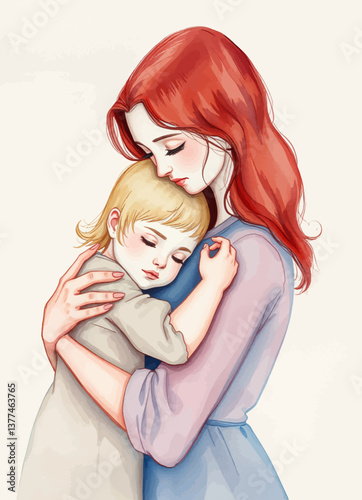 Tender Love: A Single Mother Hugging Her Newborn – A Beautiful Family and Parenting Moment.