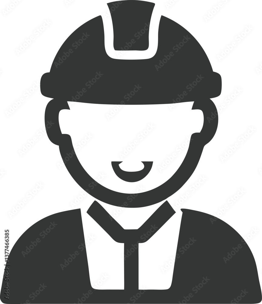 Construction Worker Icon with Hard Hat on Transparent Background Construction Worker Icon with Hard Hat on Transparent Background