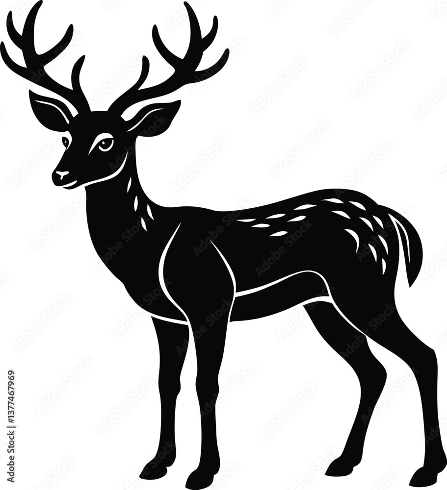 Fototapeta premium Deer Silhouette Vector Illustration