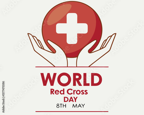 World Red Cross Day design with hands holding a globe with cross