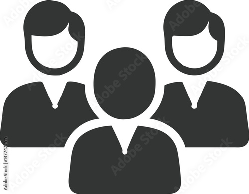 Group Icon, Three People, Silhouette, Teamwork, User, Transparent Background