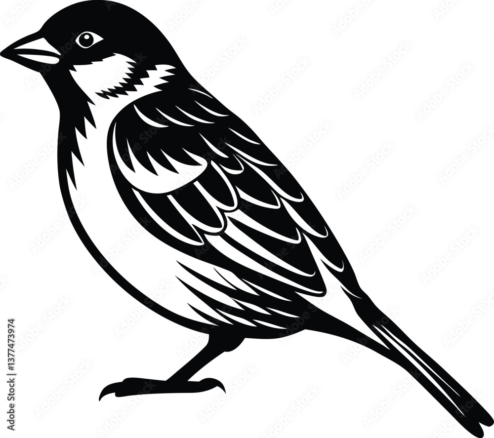 Obraz premium Sparrow Silhouette Vector Illustration