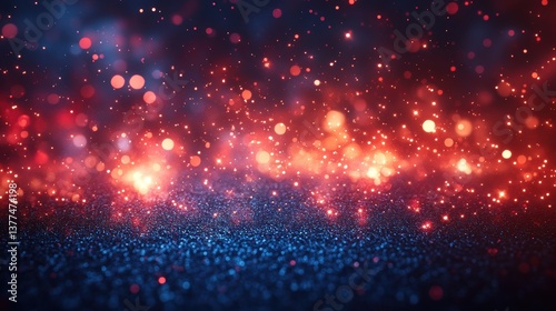 Red and blue glowing particles for Bastille Day celebration