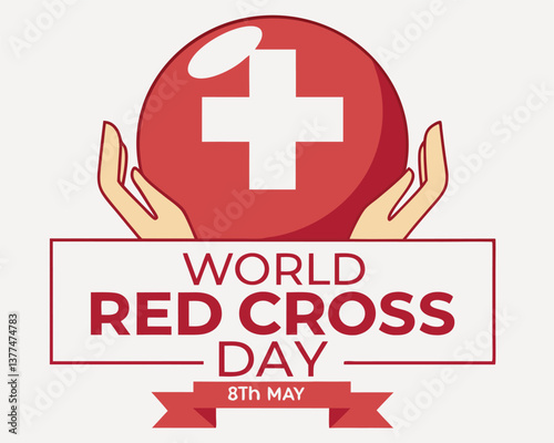 World Red Cross Day design with hands holding a globe with cross