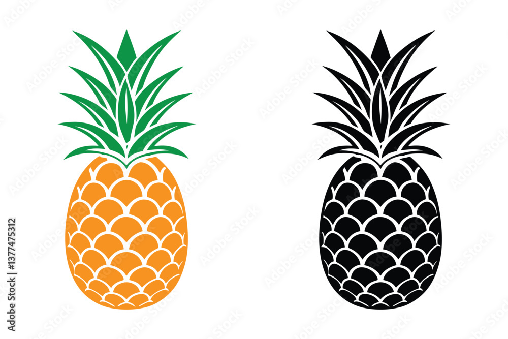 vector illustration of pineapple, isolated on a white background. vector illustration of pineapple, isolated on a white background.
