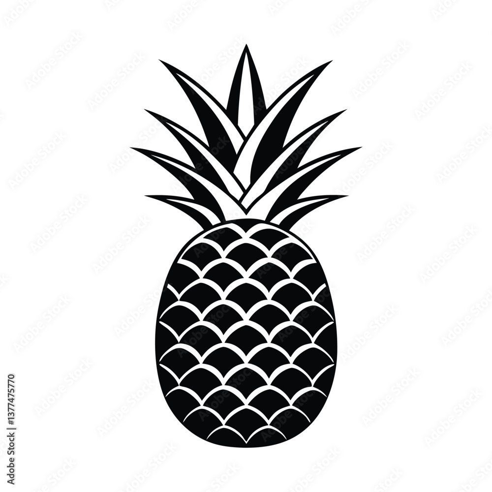 Obraz premium vector illustration of pineapple, isolated on a white background.