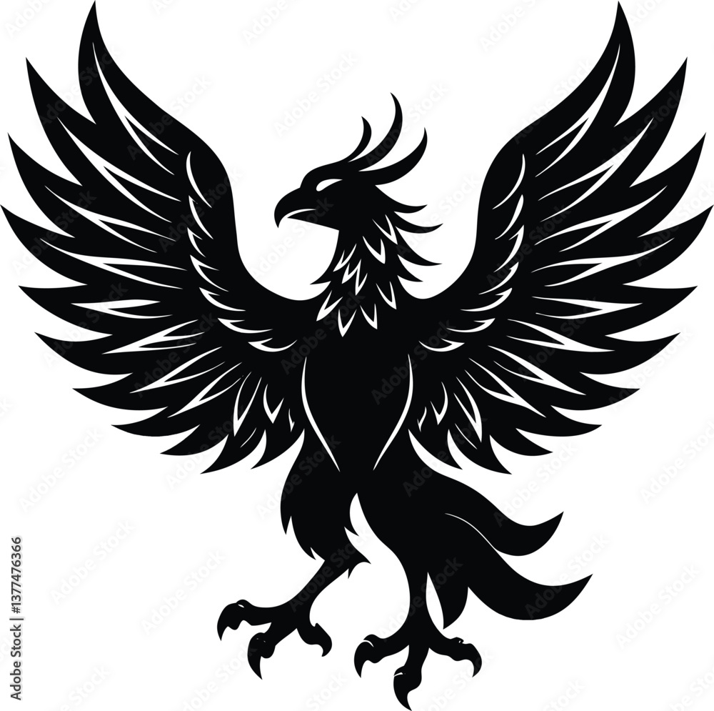 Obraz premium Phoenix Silhouette Vector Illustration