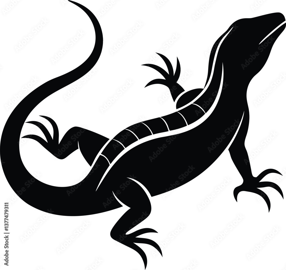 Obraz premium Lizard Silhouette Vector Illustration