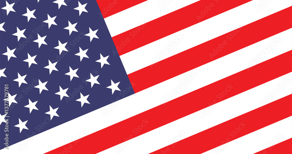 Fototapeta premium Flag of United States of America. US flag. The leaning American flag. Vector computer illustration.