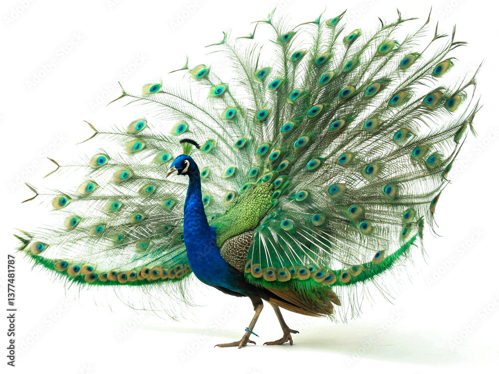 Obraz premium Peacock Showcasing Its Magnificent Fully Fanned Plumage