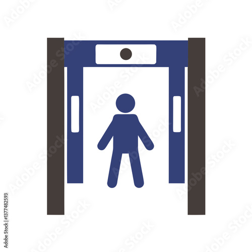Vector illustration of entrance through a scanning frame with a person