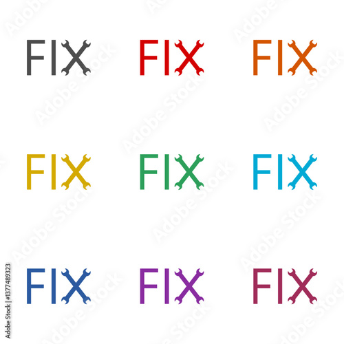 Fix word logo icon isolated on white background. Set icons colorful Free Download Fix word logo icon isolated on white background. Set icons colorful - GFXLoad