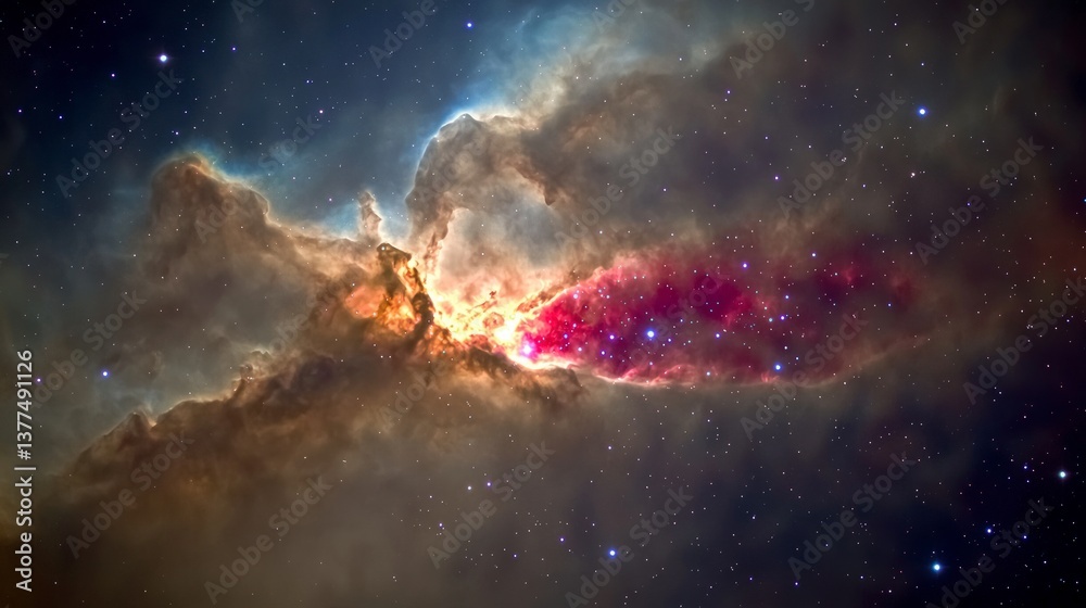 Fototapeta premium Cosmic Nebula A Celestial Tapestry of Gas and Stars
