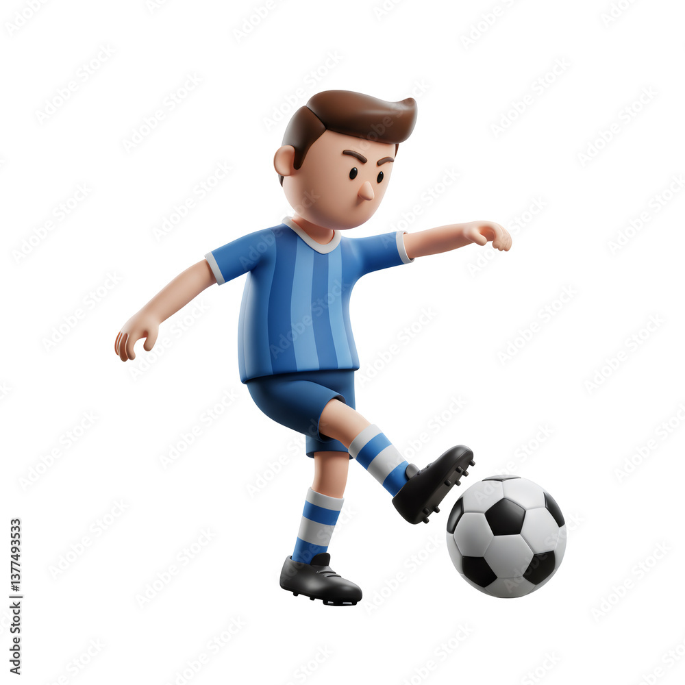3D Cartoon Soccer Player Kicking Ball 3D Cartoon Soccer Player Kicking Ball