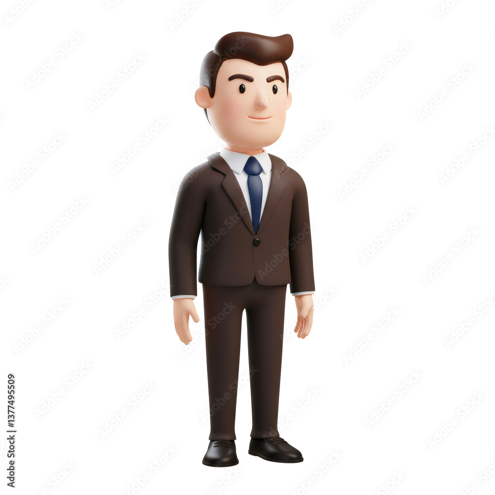 Smiling Cartoon Businessman in Brown Suit 3D Rendering Smiling Cartoon Businessman in Brown Suit 3D Rendering