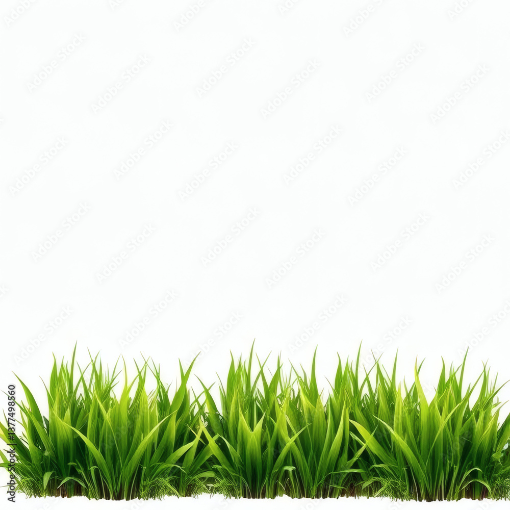 Obraz premium Fresh Cut Grass on White Background