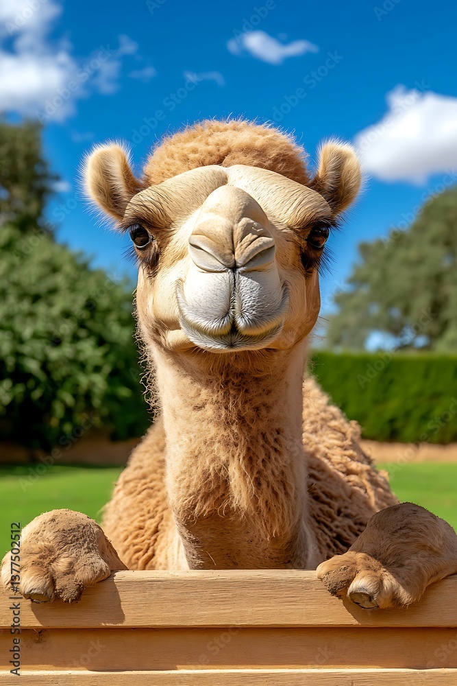 Obraz premium Camel Looking Over Fence