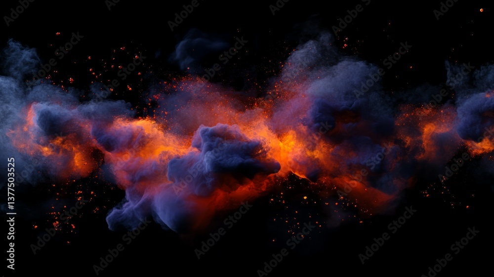 Fototapeta premium Fiery abstract art. Orange and purple smoke.