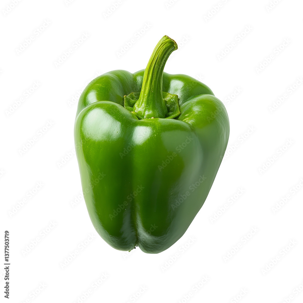 Fresh green pepper isolated on a clean transparent background highlighting its vibrant color and crisp texture, Green pepper on transparent background Fresh green pepper isolated on a clean transparent background highlighting its vibrant color and crisp texture, Green pepper on transparent background