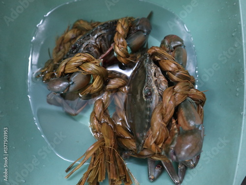 Live Crabs Prepared for Cooking