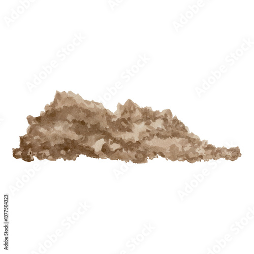 Compost pile, planting soil, little hill for gardening and home growing flowers and plants. Watercolor png illustration isolated on transparent. Element for spring design card, wrapping, flower shop