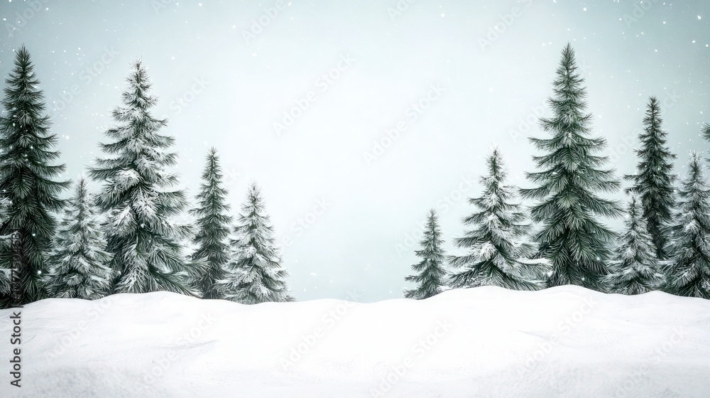 Winter Wonderland Snow-Covered Pine Trees in a Serene Landscape Winter Wonderland Snow-Covered Pine Trees in a Serene Landscape