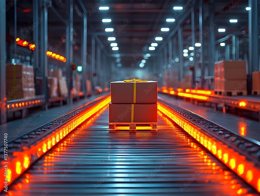 Automated conveyor system in a high tech warehouse